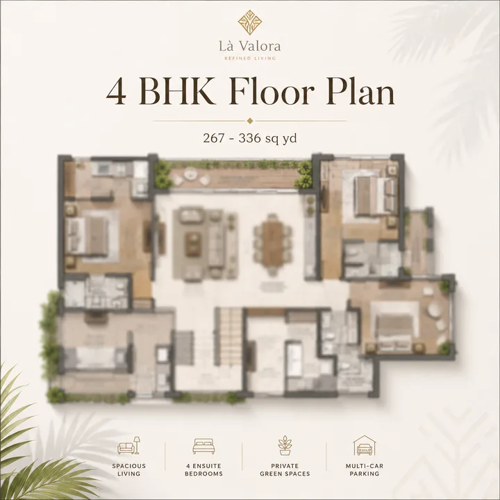 Revasa Là Valora 4 BHK villa floor plan layout for the 267 and 336 sq yd plots Revasa Là Valora 4 BHK villa floor plan layout for the 267 and 336 sq yd plots
