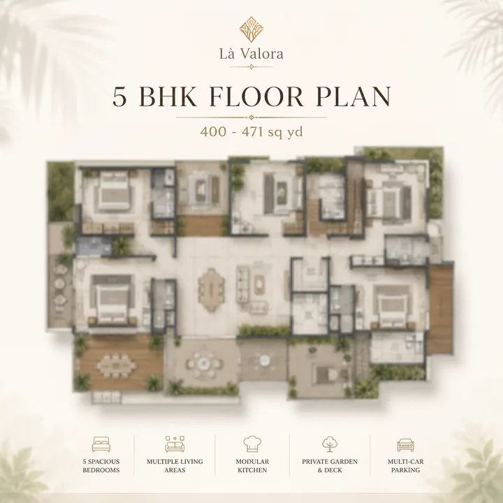 Revasa Là Valora 5 BHK villa floor plan layout for the 400 and 471 sq yd plots Revasa Là Valora 5 BHK villa floor plan layout for the 400 and 471 sq yd plots